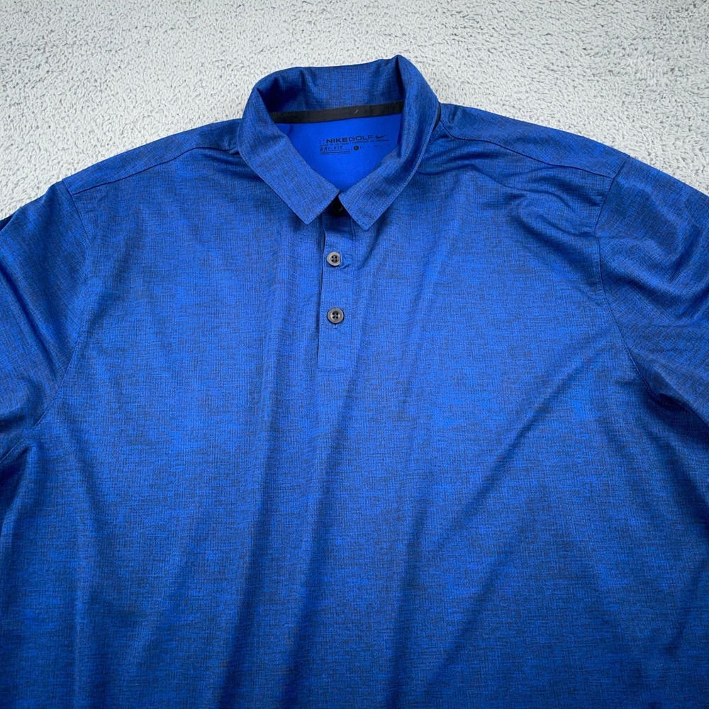 Nike Polo Shirt Mens Large Blue Dri-Fit Short Sleeve Performance Golf Casual
